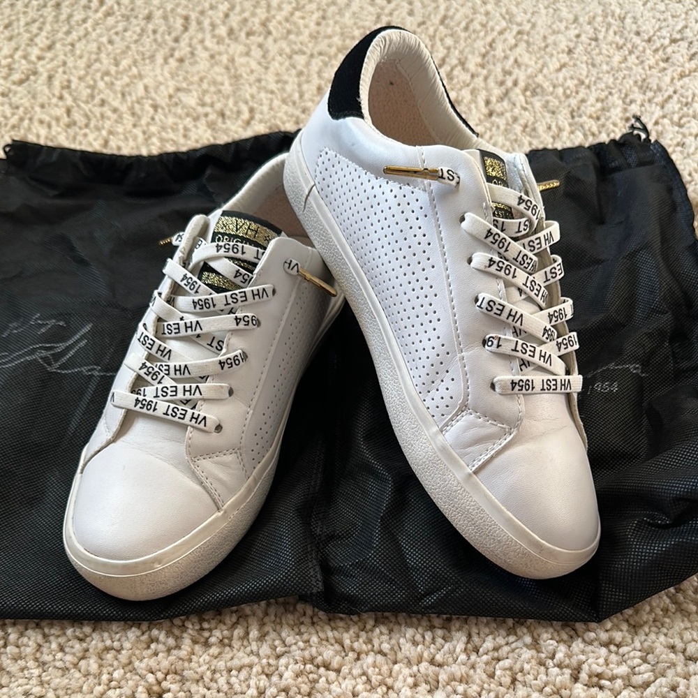 White and Black Perforated Sneakers